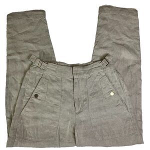 Athleta Voyager Size 2 100% Linen Crop Pants Adjustable Waist Beige Coastalcore